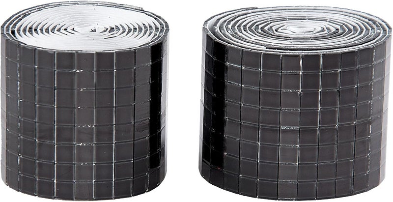 Giftmeet Self Adhesive Mosaic Tiles, 3200 Pieces Disco Ball Tiles, 5 x 5 mm Glass Mirror Mosaic Tiles, Square Mirror Tiles Sticker for DIY Vase, Art Collage, Photo Frames, Home Party 2 Rolls (Black) - Image 1
